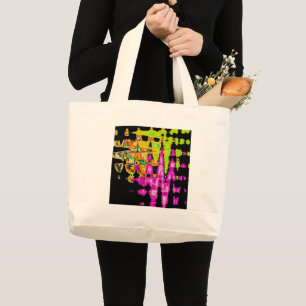 Achempong Neon Crimson: Abstracte Glitchkunst   Grote Tote Bag