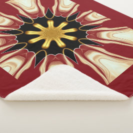 Achempong: Starburst Blanket | Deep Crimson & Gold Sherpa Deken