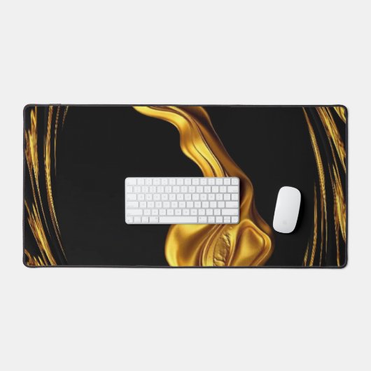 Achempong Swirl Liquid Gold Black Monochrome Art Bureaumat (Keyboard & Muis)