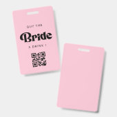 Acheter la mariée boire un verre Code QR Badge (Avant & arrière)
