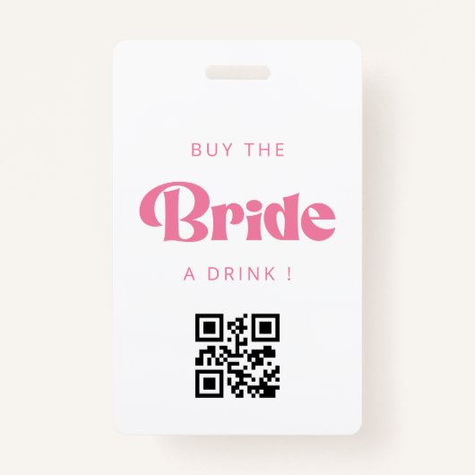 Acheter la mariée boire un verre Code QR Badge (Devant)