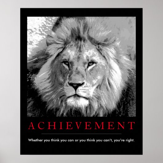 Achievement Quote Black & White Lion Poster (Voorkant)