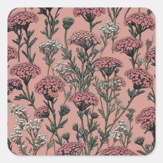 Achillea Desert Eve Deep Roos Vierkante Sticker (Voorkant)