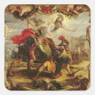 Achilles Defeting Hector, 1630-32 Vierkante Sticker