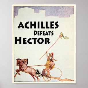Achilles doodt de hector in de illiad illustratie poster