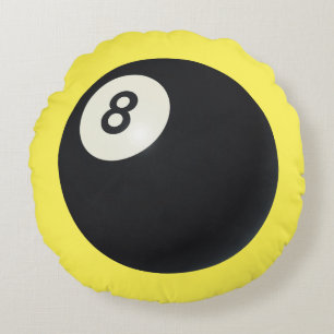 Acht-Ball Y2K-snooker 90s Yellow Round-kussen Rond Kussen