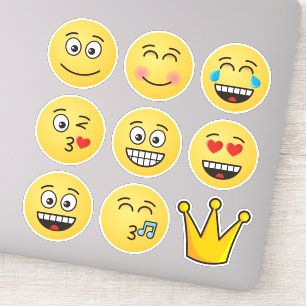 Acht Emoji's en een kroon Sticker