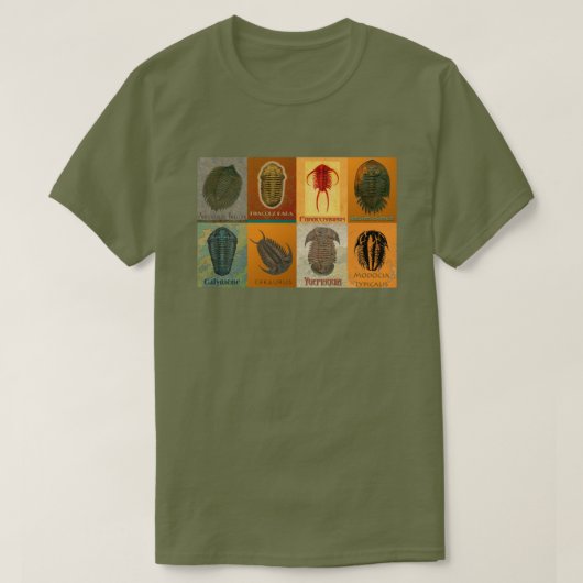 Acht Fossil Trilobites T-shirt (Design voorkant)