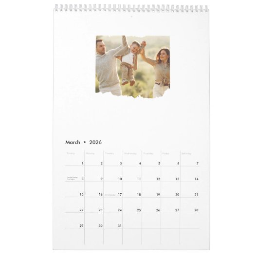 Acht foto's Moderne Elegant Collage Family Love Kalender (Mar 2026)