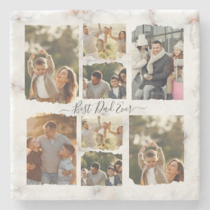 Acht foto's Moderne Elegant Collage Family Love Stenen Onderzetter