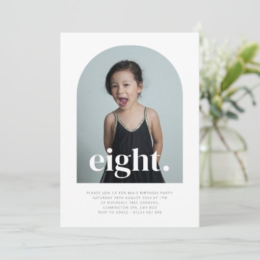 Acht gebogen foto verjaardag kaart (Staand voorkant)