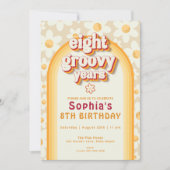 Acht groovy jaar 8e verjaardag uitnodiging | retro (Voorkant)