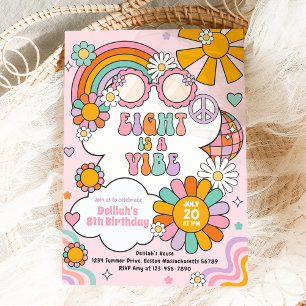 Acht is een Vibe Groovy 70s Flower Power Verjaarda Kaart