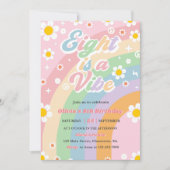 Acht is een Vibe Groovy Daisy Rainbow 8e verjaarda Kaart (Voorkant)