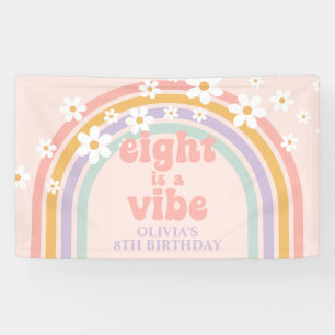 Acht is een Vibe Pastel regenboog 8e verjaardag Spandoek