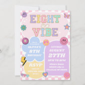 Acht is een Vibe Preppy Patch 8e verjaardagsfeestj Kaart (Voorkant)