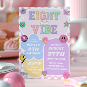 Acht is een Vibe Preppy Patch 8e verjaardagsfeestj Kaart