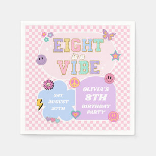 Acht is een Vibe Preppy Patch 8e verjaardagsfeestj Servet