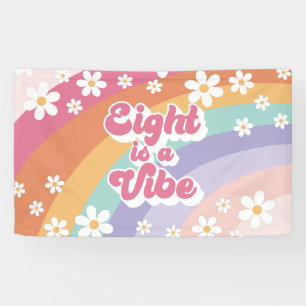 Acht is een Vibe Retro Regenboog 8e Verjaardag Spandoek