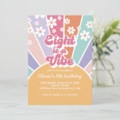 Acht is een Vibe Retro Sunshine Rainbow Daisy Kaart (Staand voorkant)