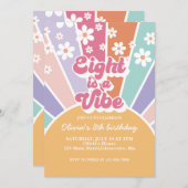 Acht is een Vibe Retro Sunshine Rainbow Daisy Kaart (Voorkant / Achterkant)