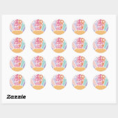 Acht is een Vibe Retro Sunshine Rainbow Daisy Ronde Sticker (Vel)