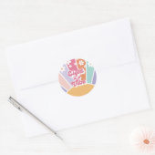 Acht is een Vibe Retro Sunshine Rainbow Daisy Ronde Sticker (Envelop)