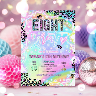 Acht Is Geweldig Regenboog Luipaardprint 8e Verjaa Kaart