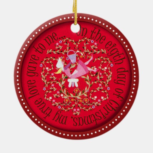 ACHT MAIDT EEN MELK KERAMISCH ORNAMENT (Achterkant)