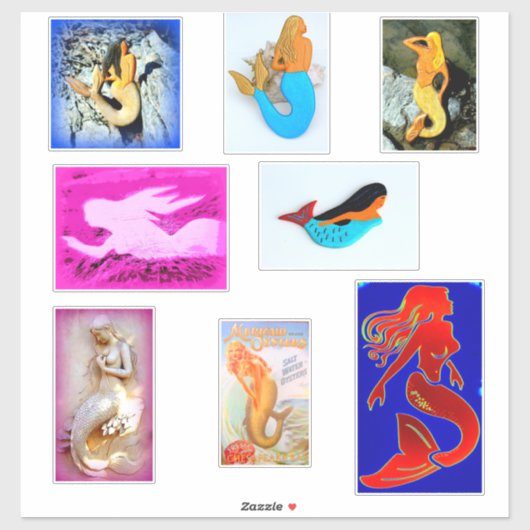 Acht mermaidevariëteiten sticker (Vel)