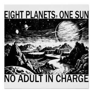 Acht planeten één zon geen volwassene aan het hoof perfect poster