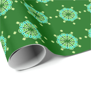 Acht punten Mandala, Dark Jade Green en Aqua Cadeaupapier