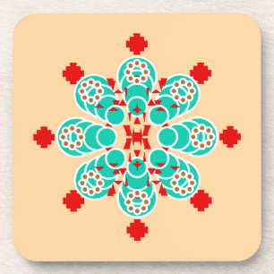 Acht punten Mandala - turquoise en perziken Drankjes Onderzetter