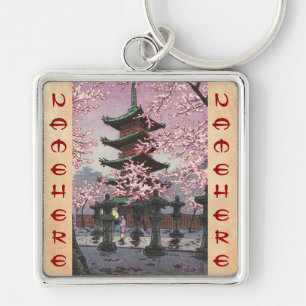 Acht Uitzichten van Tokyo Ueno Toshogu Shrine Kasa Sleutelhanger
