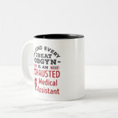 Achter de geweldige OBGYN-assistent Tweekleurige Koffiemok (Voorkant links)