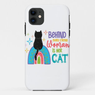 Achter elke sterke vrouw zit haar kat iPhone 11 hoesje