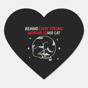 Achter elke sterke vrouw zit haar kat hart sticker
