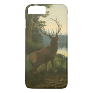 Achteraanzicht van een eland die over een meer uit 	iPhone 8 plus / 7 plus hoesje