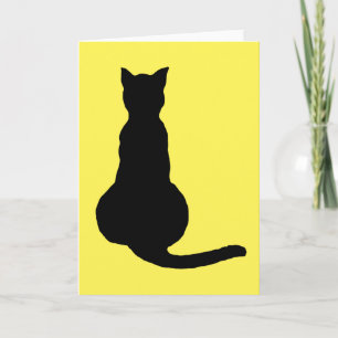 Achteraanzicht van een ongehoorzame kat in zwarte kaart