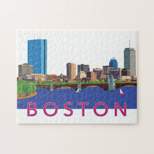 Achterbaai Boston Skyline Illustratie Legpuzzel