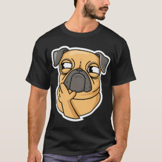 Achterdochtige Pug Hond Grappige Meme T-shirt