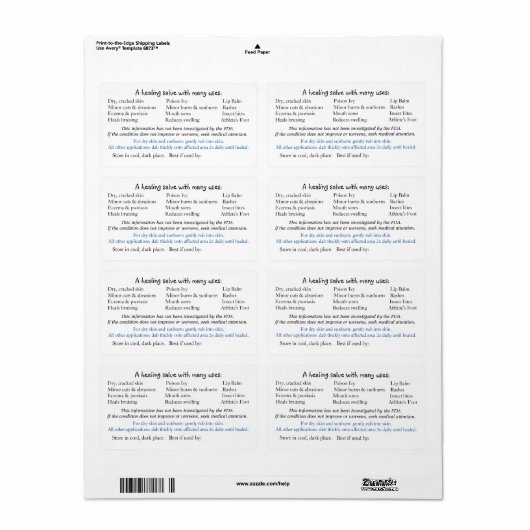 Achteretiket voor Daisy voorzijde Etiket (Full Sheet)