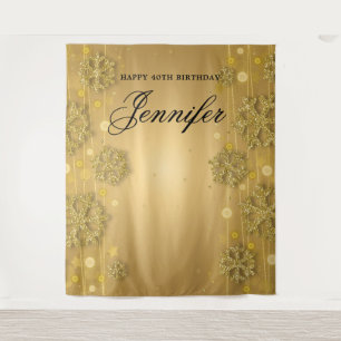 Achtergrond 40e verjaardag Goud Winter Glitter Wandkleed