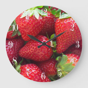 Achtergrond aardbeien grote klok