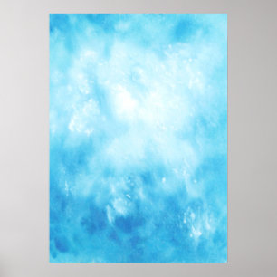 Achtergrond abstracte handtekening Waterverf: blau Poster