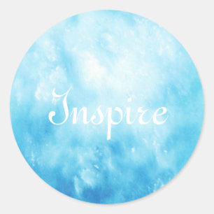 Achtergrond abstracte handtekening Waterverf: Blau Ronde Sticker