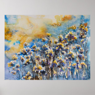 Achtergrond abstracte natuur met bloemmotief.Pict Poster