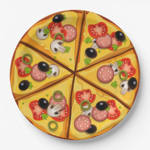 Achtergrond animatie Pizza-pastei Papieren Bordje
