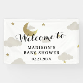 Achtergrond Baby shower Moon and Back Star Clouds Spandoek