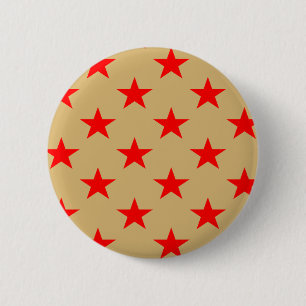 Achtergrond beige en rode sterren ronde button 5,7 cm